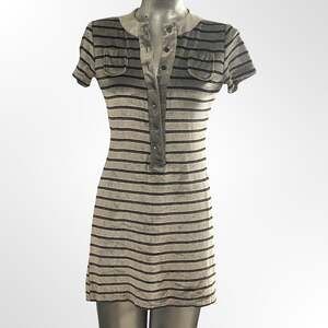 Vintage Striped Velour Polo Mini Dress